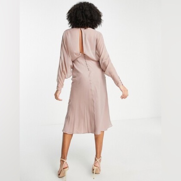 ASOS Design Soft Batwing Midi Dress in Dusty Mauve - Picture 2 of 11